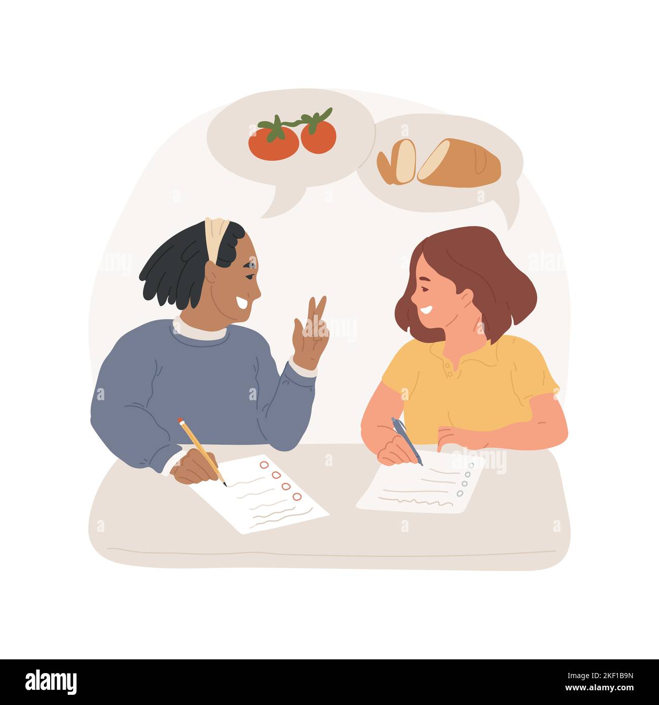 Illustration vectorielle isolée de la liste d'achats. Exercice de planification financière pour les écoliers, compétence de construction de budget, économie d'argent, science domestique, faire des dessins animés de vecteur de liste d'achats. Illustration de Vecteur