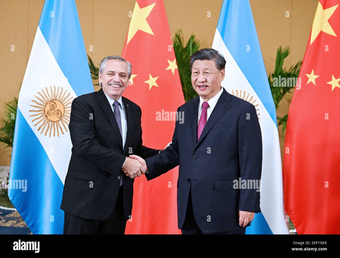 Bali, Indonésie. 15th novembre 2022. Le président chinois Xi Jinping rencontre le président argentin Alberto Fernandez à Bali, Indonésie, le 15 novembre 2022. Crédit: Rao Aimin/Xinhua/Alay Live News Banque D'Images