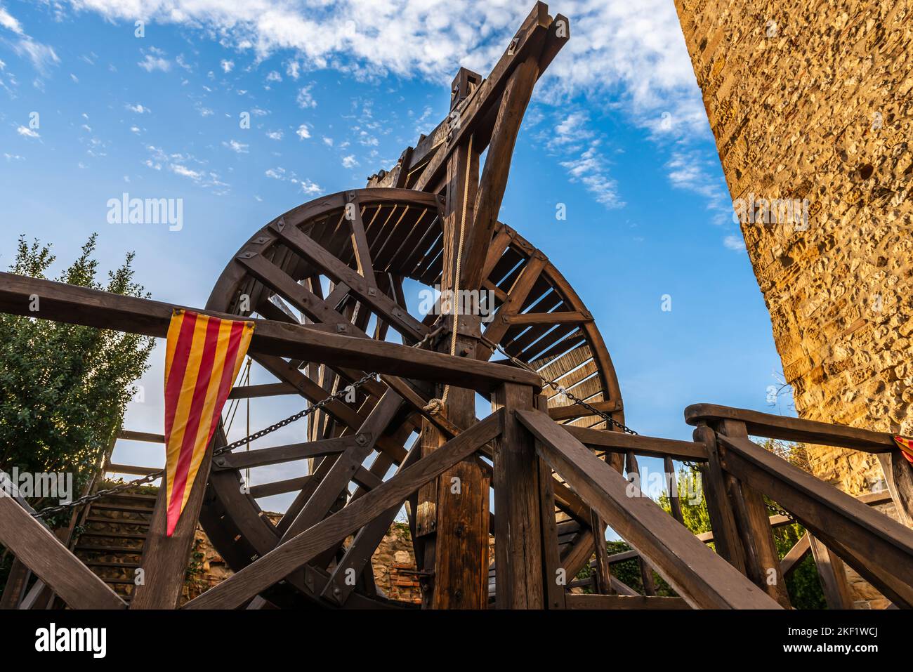 Catapulte au château de Foix, en Ariège, en Occitanie, France Banque D'Images