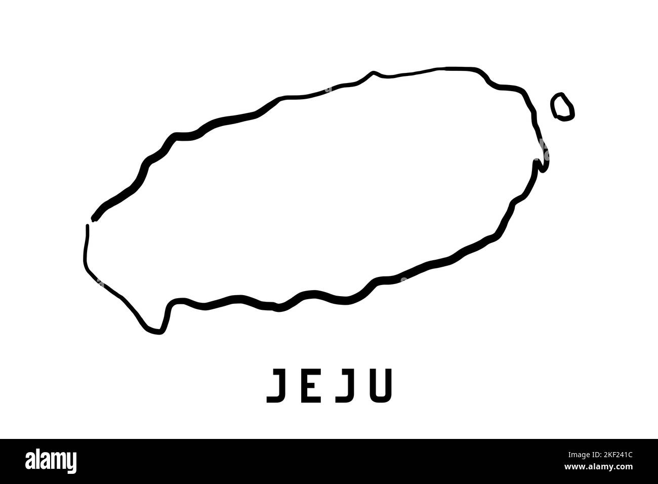 Carte de l'île de Jeju simple contour. Carte de style simplifiée vectorisée à la main. Jeju, Corée du Sud. Illustration de Vecteur