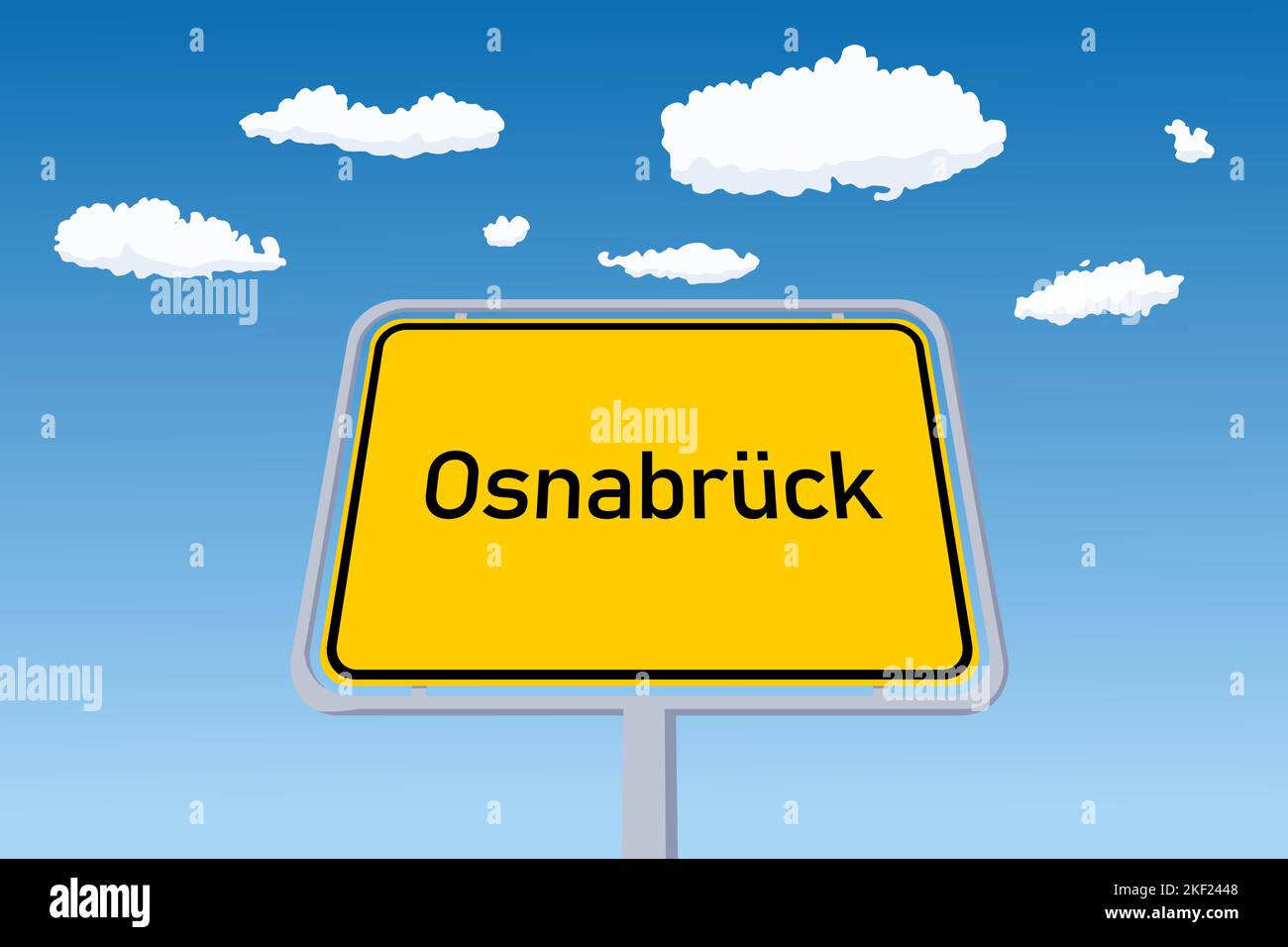 Osnabruck signe de la ville en Allemagne. Illustration du vecteur de signalisation routière de bienvenue de la limite de la ville. Illustration de Vecteur