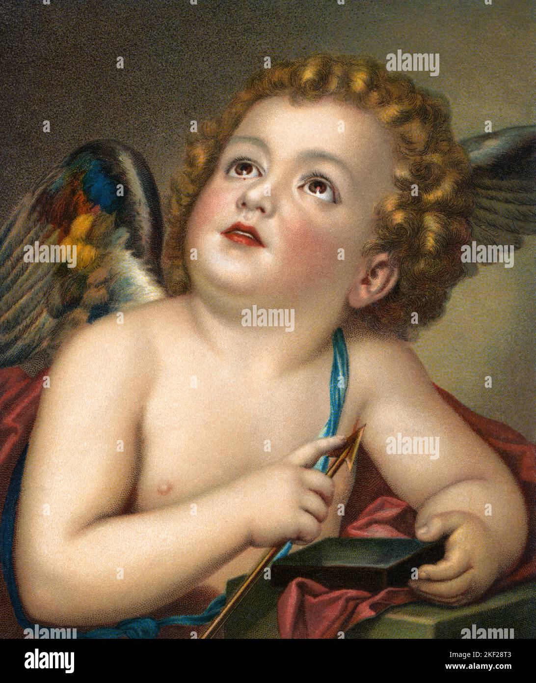 1750S AILÉ CUPID AMOR DIEU D'AMOUR FILS DE VÉNUS AIGUISANT SON TABLEAU DE FLÈCHE PAR ANTON RAPHAEL MENGS - KA9418 HAR001 HARS HAR001 MYTHOLOGIE ANCIEN RAPHAEL Banque D'Images