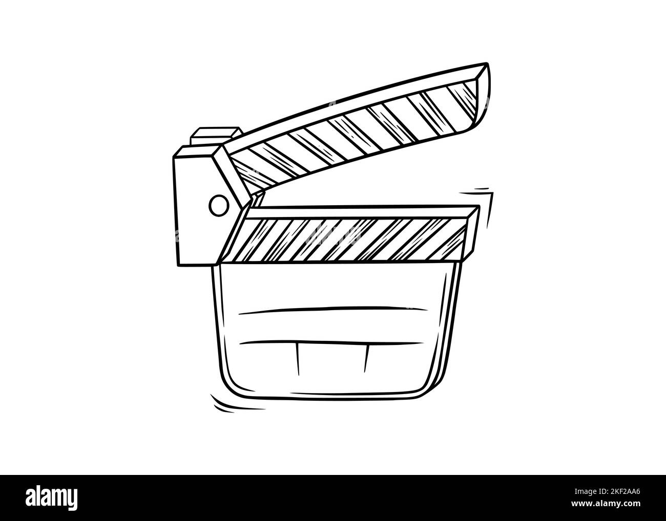 Croquis de clapboard de cinéma. Tableau de cinéma en forme de doodle. Illustration vectorielle isolée sur fond blanc Illustration de Vecteur