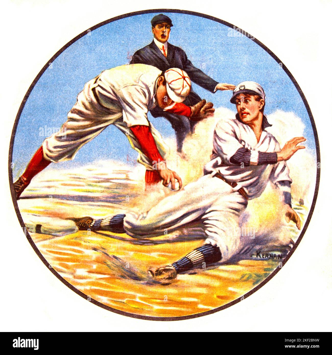 1910S JOUEUR DE BASEBALL GLISSANT DANS LA BASE TANDIS QUE L'ADVERSAIRE TENTE DE L'ÉTIQUETER COMME JUGE-ARBITRE OBSERVE L'INATTENDU DANS LE BASEBALL - KH13572 NAW001 HARS JUGE-ARBITRE EXCITATION DE BASE INATTENDUE GLISSE OCCASION OCCUPATIONS SPORTS PROFESSIONNELS ÉCHAPPER OBSERVE L'ADVERSAIRE TENTATIVES BALLON DE JEU DE BALLE LUI SPORT ADULTE MOYEN HOMME ADULTE MOYEN HOMME JEUNE HOMME ADULTE HOMME BASEBALL BAT RACE BLANCHE ORIGINE ETHNIQUE À L'ANCIENNE Banque D'Images