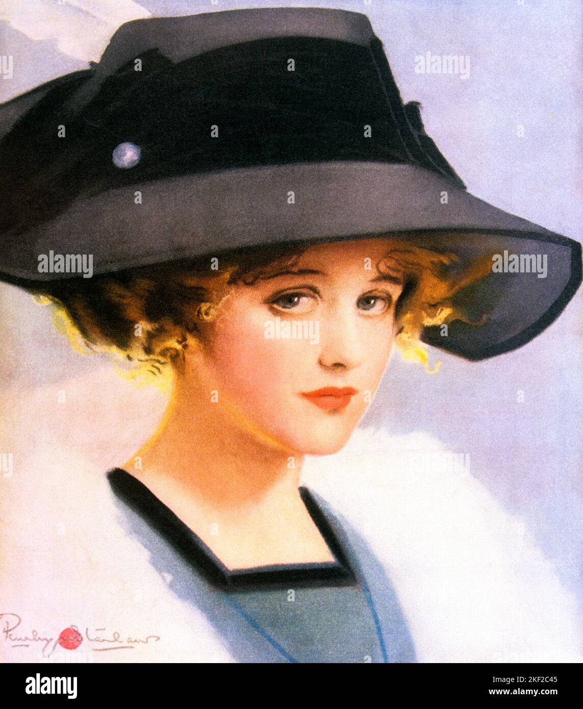 1910S JEUNE FEMME PORTANT UN CHAPEAU GRIS AVEC UNE ROBE HATBAND NOIRE À ENCOLURE CARRÉE EN NOIR ÉTRIQUÉE REGARDANT L'APPAREIL-PHOTO - KH13610 NAW001 HARS STYLES SUNDAY MAGAZINE TAILLÉ MENSUELLEMENT TIMIDE ÉLÉGANT EXAMINATEUR MODE GRIS ÉHONTÉE JEUNE FEMME ADULTE BASHFUL CAUCASIEN ETHNICITÉ DEMURE MODESTE ENCOLURE À L'ANCIENNE Banque D'Images