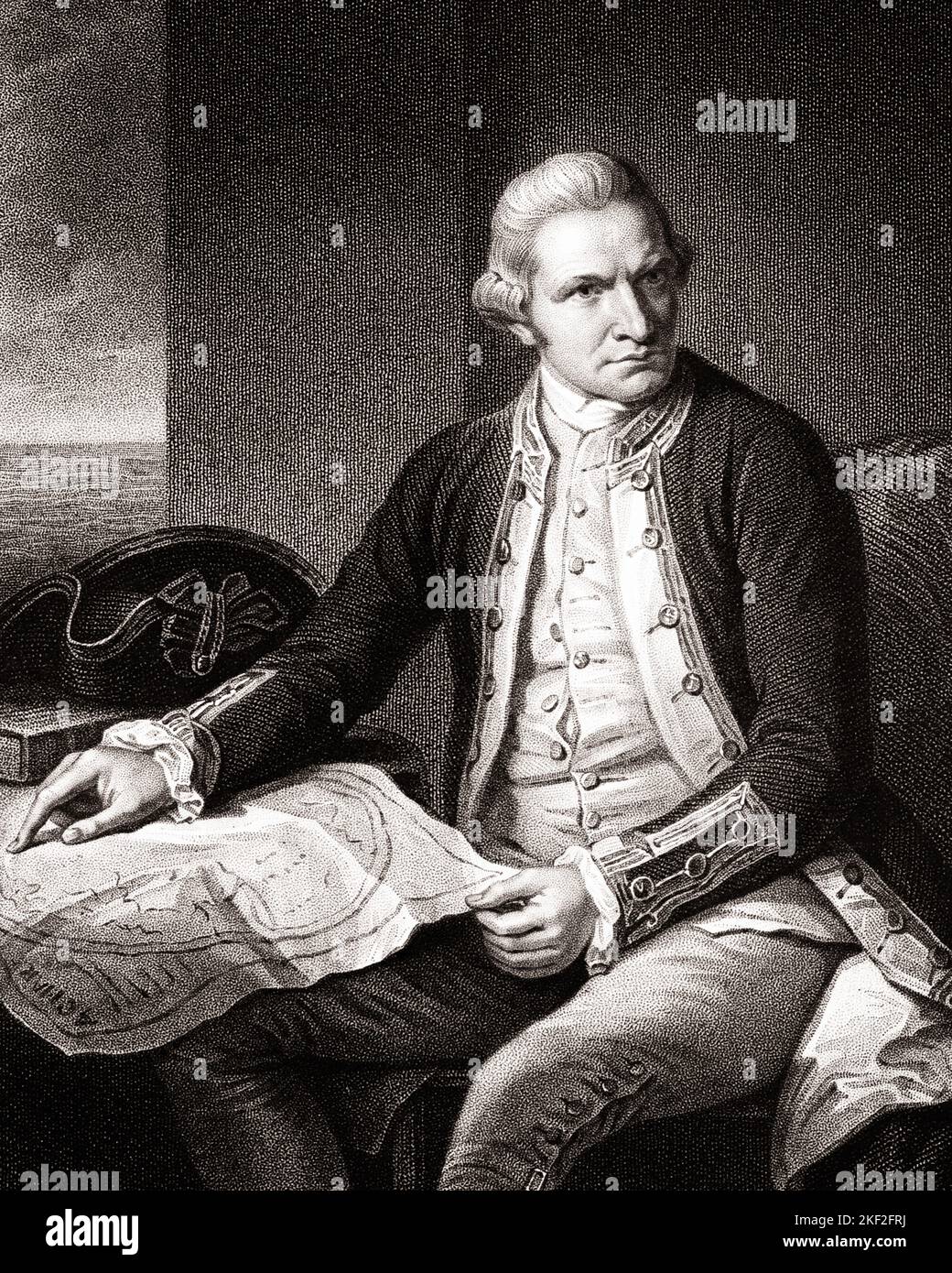 1770S CAPITAINE JAMES COOK CARTOGRAPHE ANGLAIS EXPLORATEUR CAPITAINE ET NAVIGATEUR DANS LA MARINE ROYALE BRITANNIQUE TUÉ EN 1779 À HAWAÏ - Q58025 CPC001 HARS À L'ANCIENNE Banque D'Images
