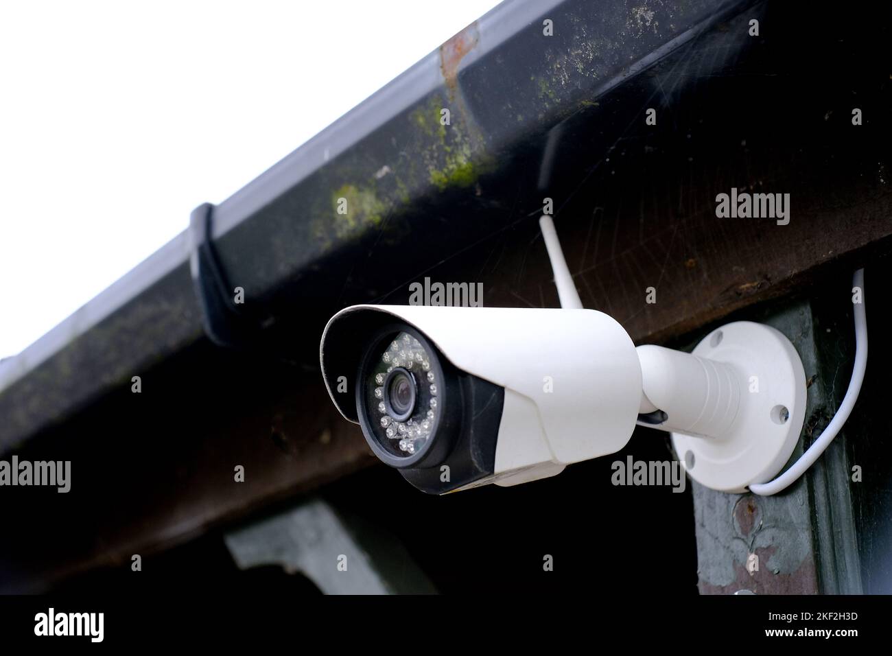 Image d'une caméra CCTV dans le jardin. Sécurité personnelle personnalisée Banque D'Images