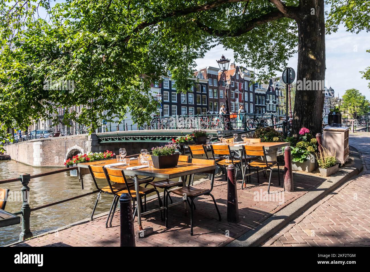 Restaurant Canalside, Brouwersgracht, Amsterdam, pays-Bas Banque D'Images