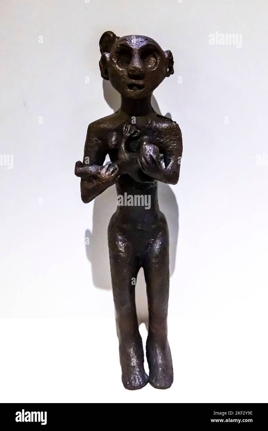Statue femelle, Bronze, de Horoztepe, 3th millénaire av. J.-C., Musée des civilisations anatoliennes, Ankara, Turquie, Anatolie, Asie mineure, Asie Banque D'Images