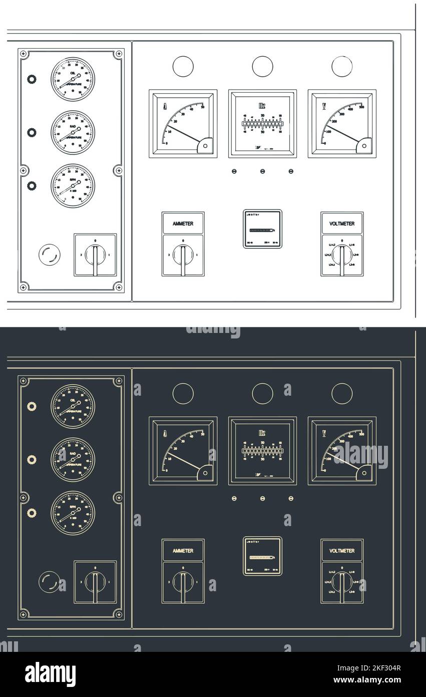 Illustration vectorielle stylisée du panneau de commande du générateur diesel Illustration de Vecteur