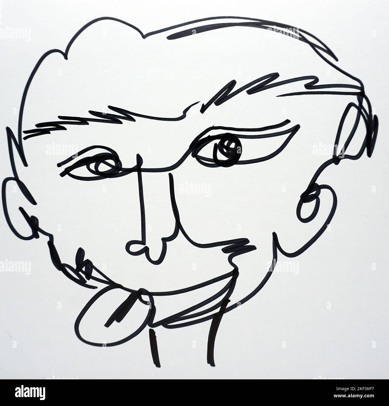 Contour de dessin d'art abstrait copic marqueur homme visage , académie d'art Banque D'Images