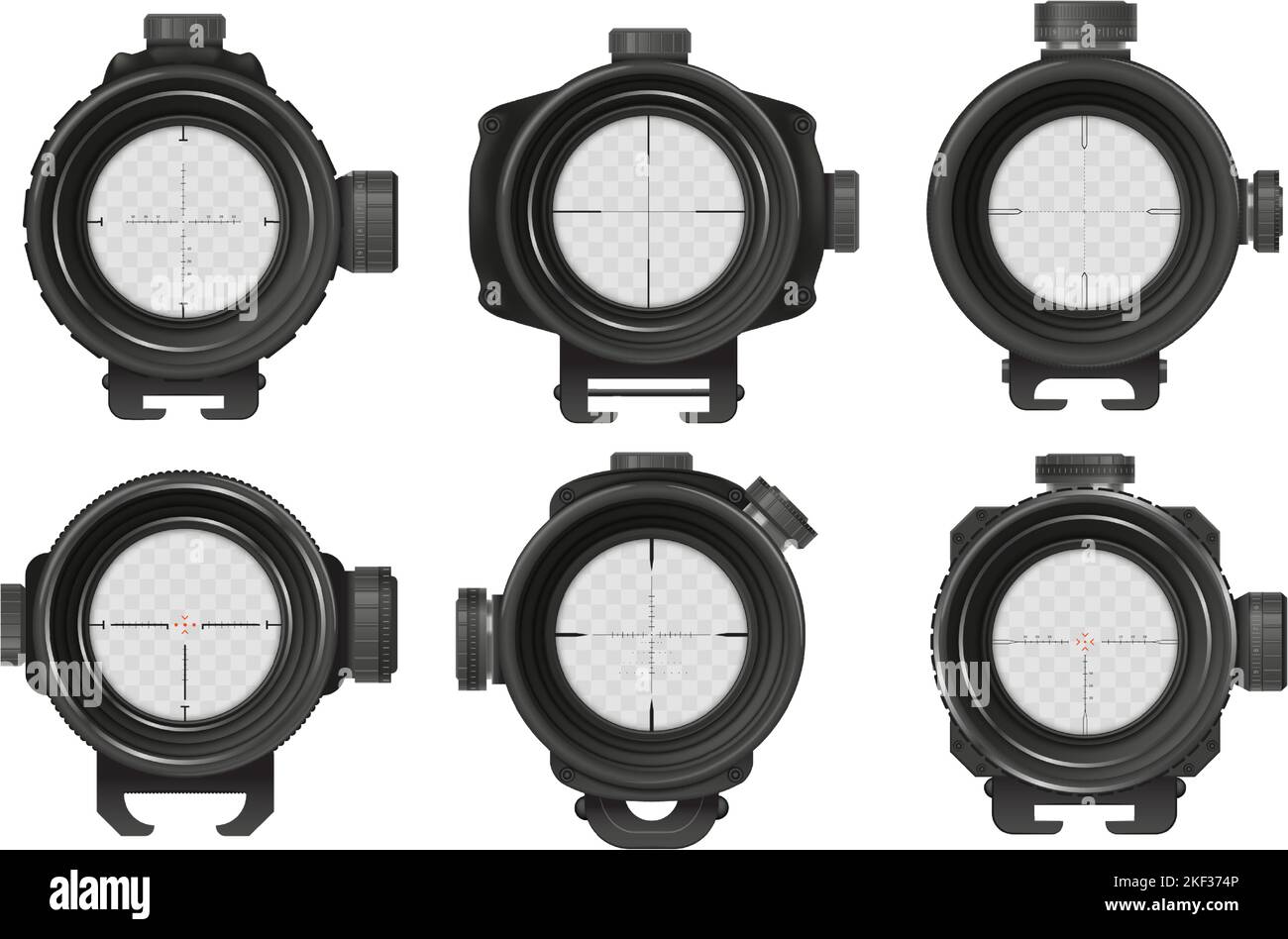 Vue optique de sniper. Tireur d'élite militaire POV, visant le fusil et le zoom. Télescope pour armes 3D vecteur jeu d'illustrations Illustration de Vecteur