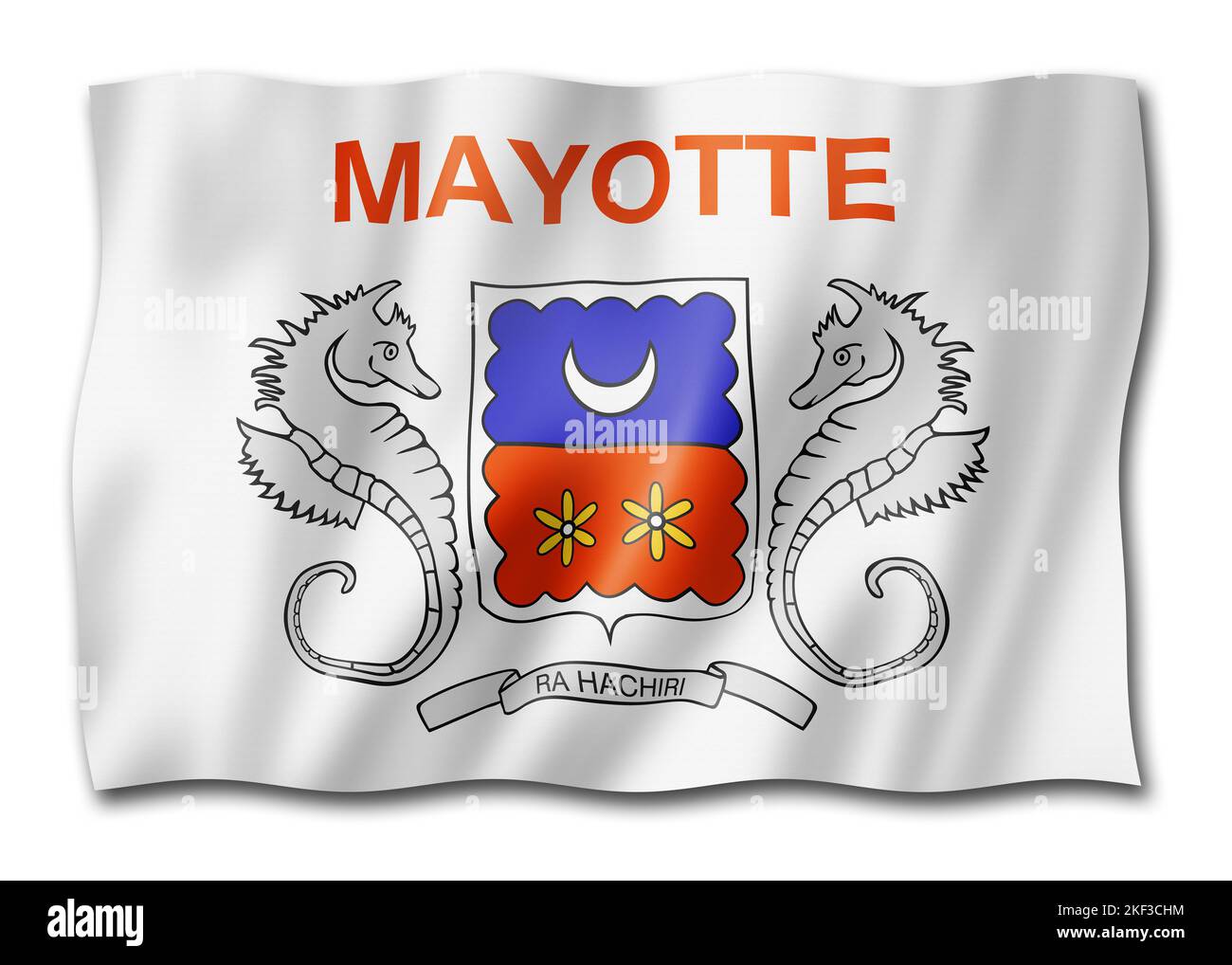 Drapeau de Mayotte, territoires d'outre-mer de France. Illustration tridimensionnelle Banque D'Images