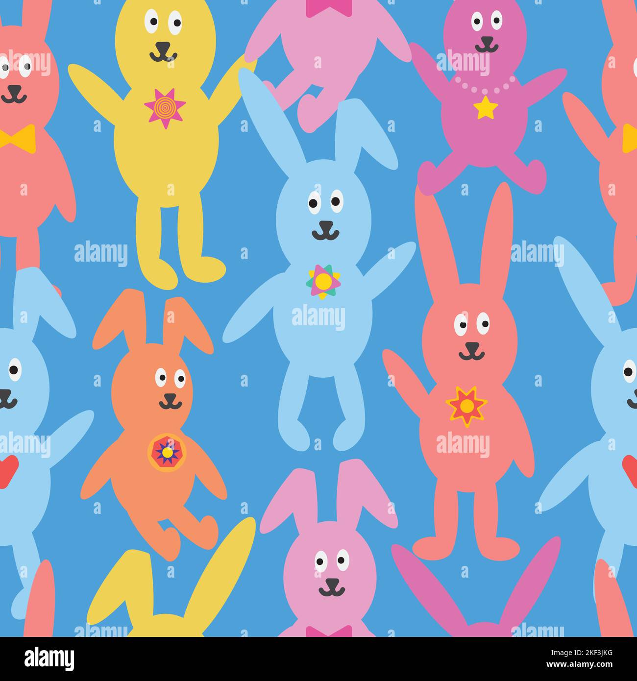 Motif lapin coloré sans couture. Arrière-plan mignon de lapin. Illustration de Vecteur