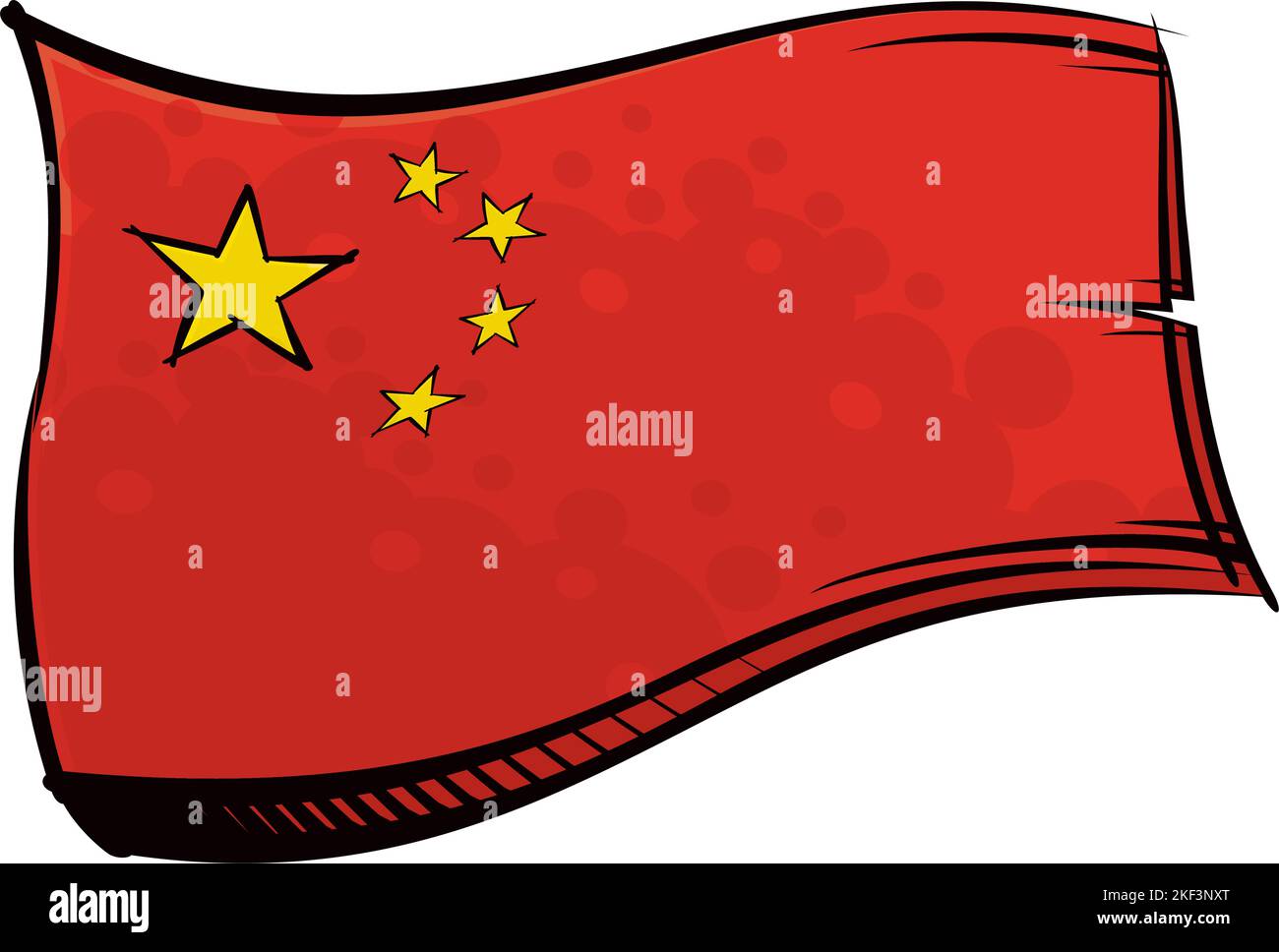 Drapeau de Chine peint en agitant sous le vent Illustration de Vecteur