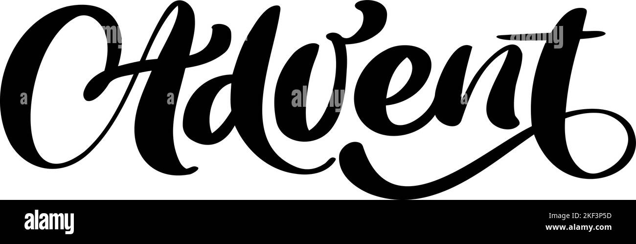 Vecteur calligraphie manuscrite texte de lettrage Avent. Design pour les vacances d'hiver, calendrier de l'Avent de Noël, cartes de vœux, affiche. Religieux Illustration de Vecteur