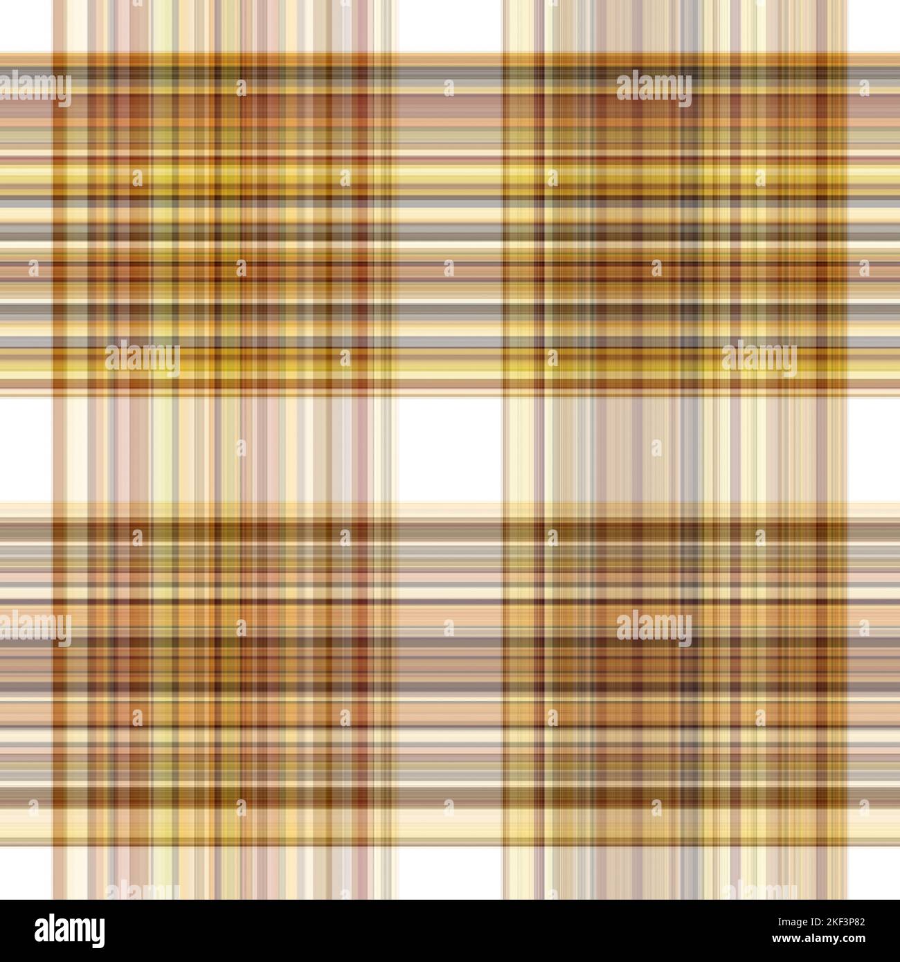 Tissu écossais blanc forêt à motif sans couture. Motif écossais de forêt automnale ton sur ton avec texture organique. Arrière-plan de bande orange pour papier peint rugueux. Banque D'Images