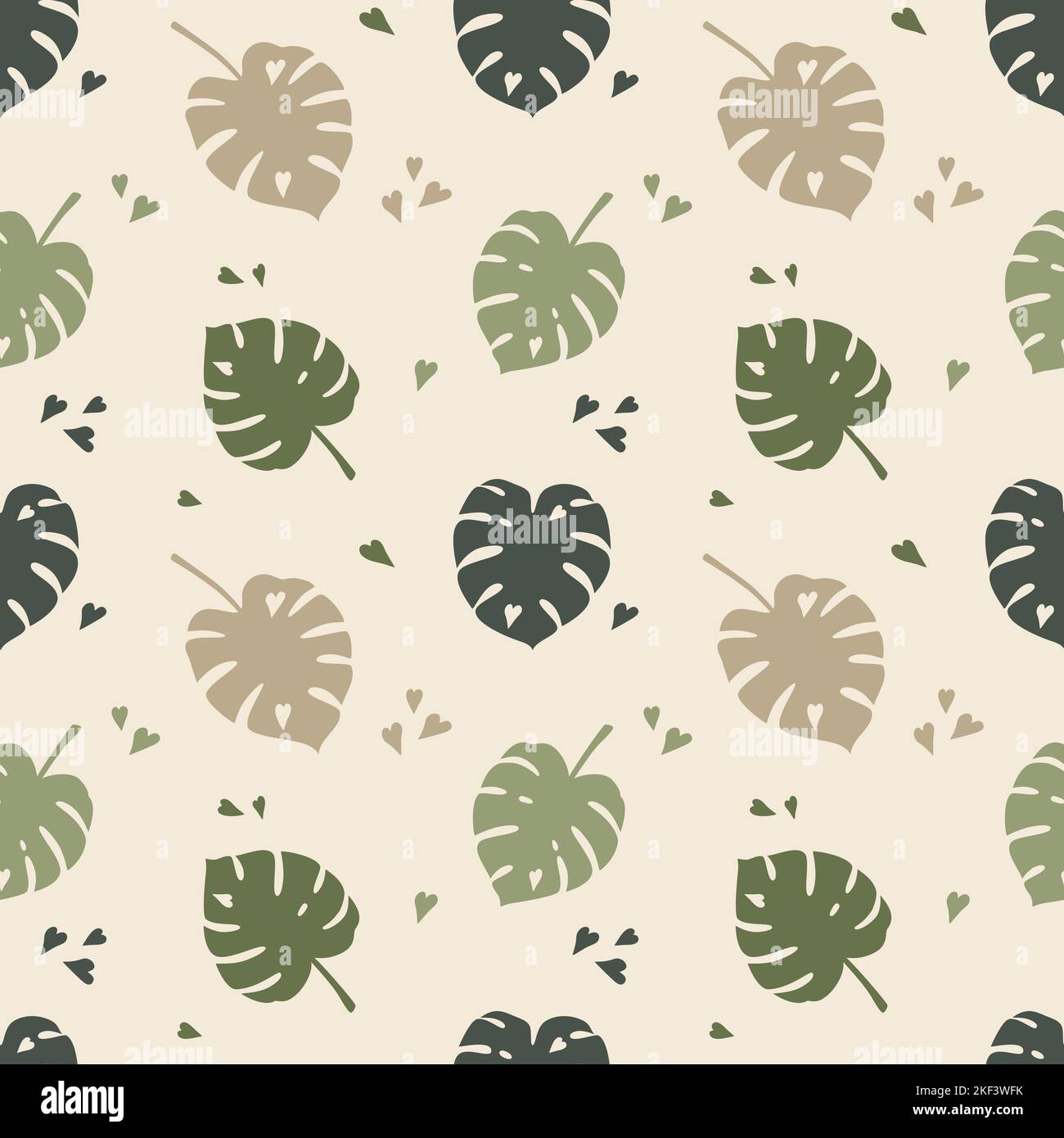 Monstera deliciosa feuilles tropicales sans couture motif vectoriel Illustration de Vecteur