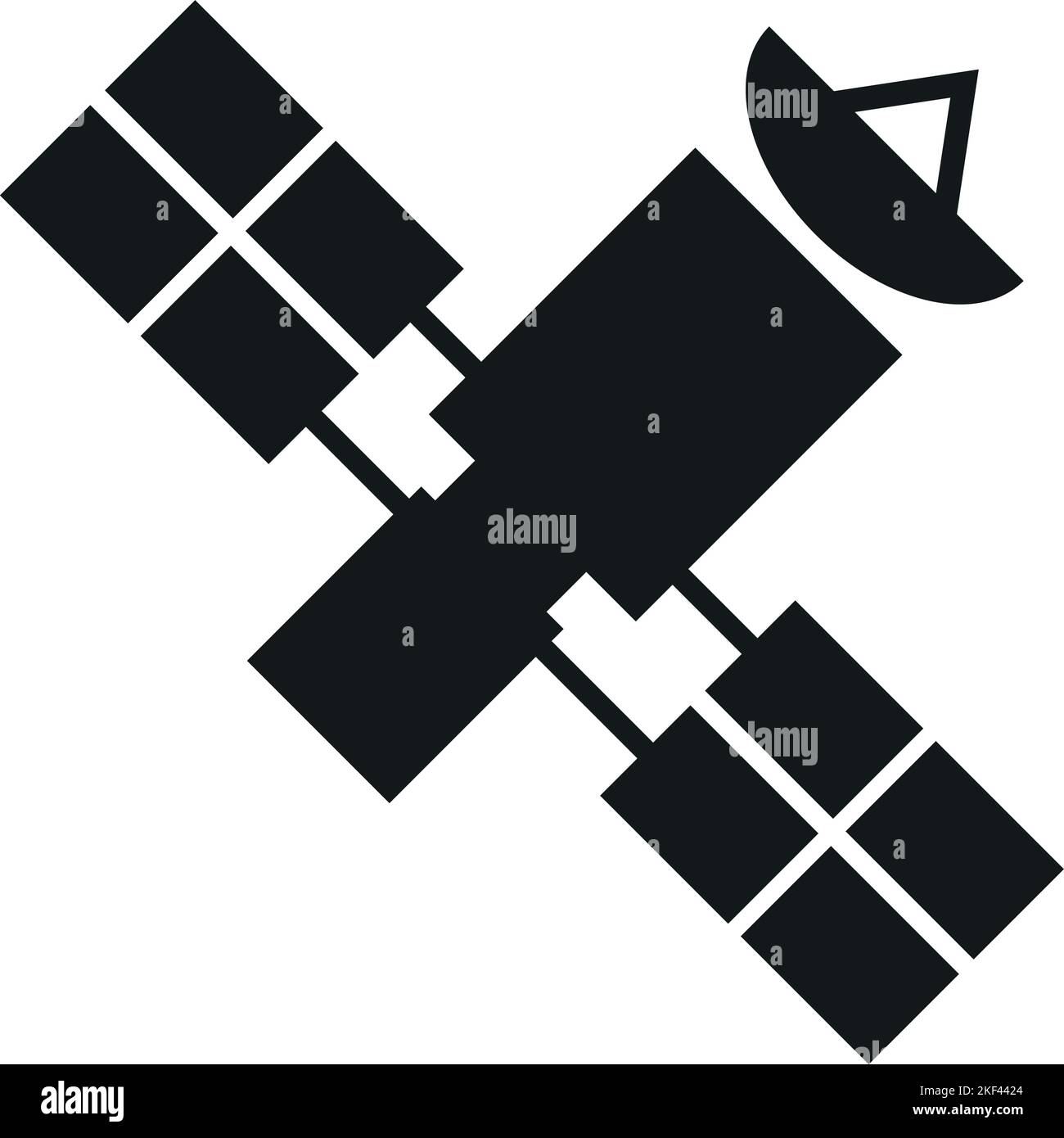 Icône noire satellite espace. Symbole de vaisseau spatial en orbite Illustration de Vecteur