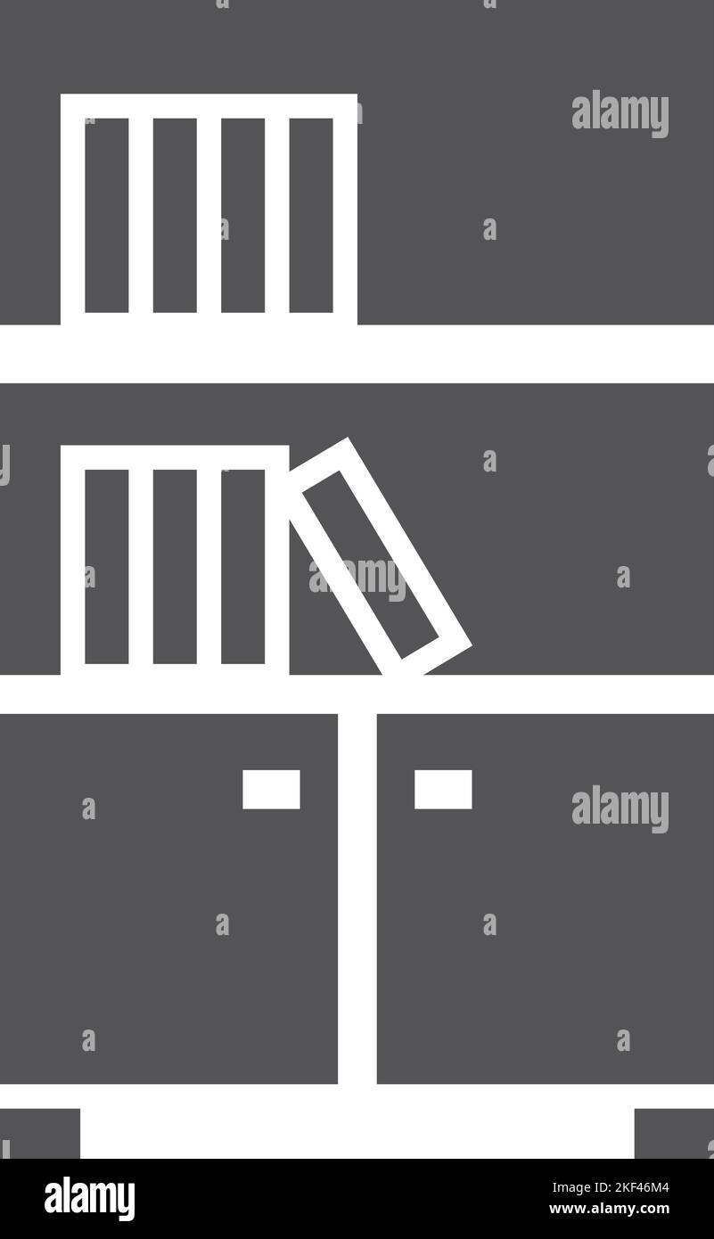 Icône noire de la bibliothèque. Rangement pour livres mobilier en bois Illustration de Vecteur