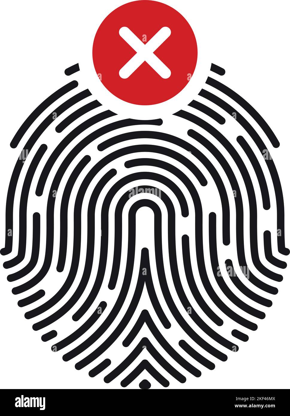 Numérisation d'empreintes digitales incorrecte. Icône d'échec de la reconnaissance d'identité Illustration de Vecteur