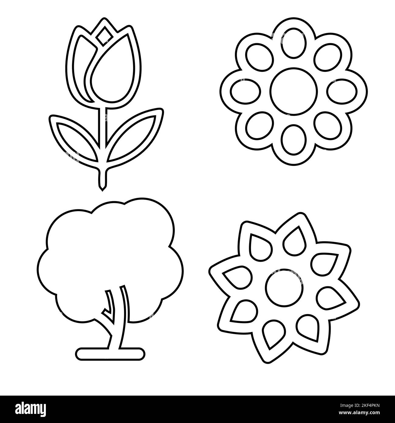 Collection de symboles de fleurs, modèle de logo d'illustration dans un style tendance. Convient à de nombreuses applications. Symbole de printemps pour votre conception de site Web, logo Illustration de Vecteur