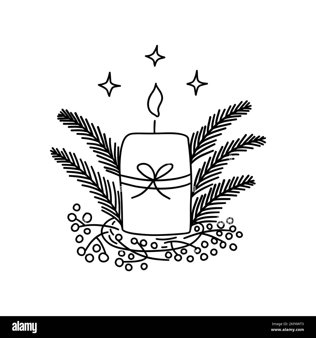 Bougie de Noël festive avec branches d'épicéa et baies de houx. Illustration noire et blanche vectorielle isolée Doodle dessiné à la main. Holida d'hiver Illustration de Vecteur Bougie de Noël festive avec branches d'épicéa et baies de houx. Illustration noire et blanche vectorielle isolée Doodle dessiné à la main. Holida d'hiver Illustration de Vecteur