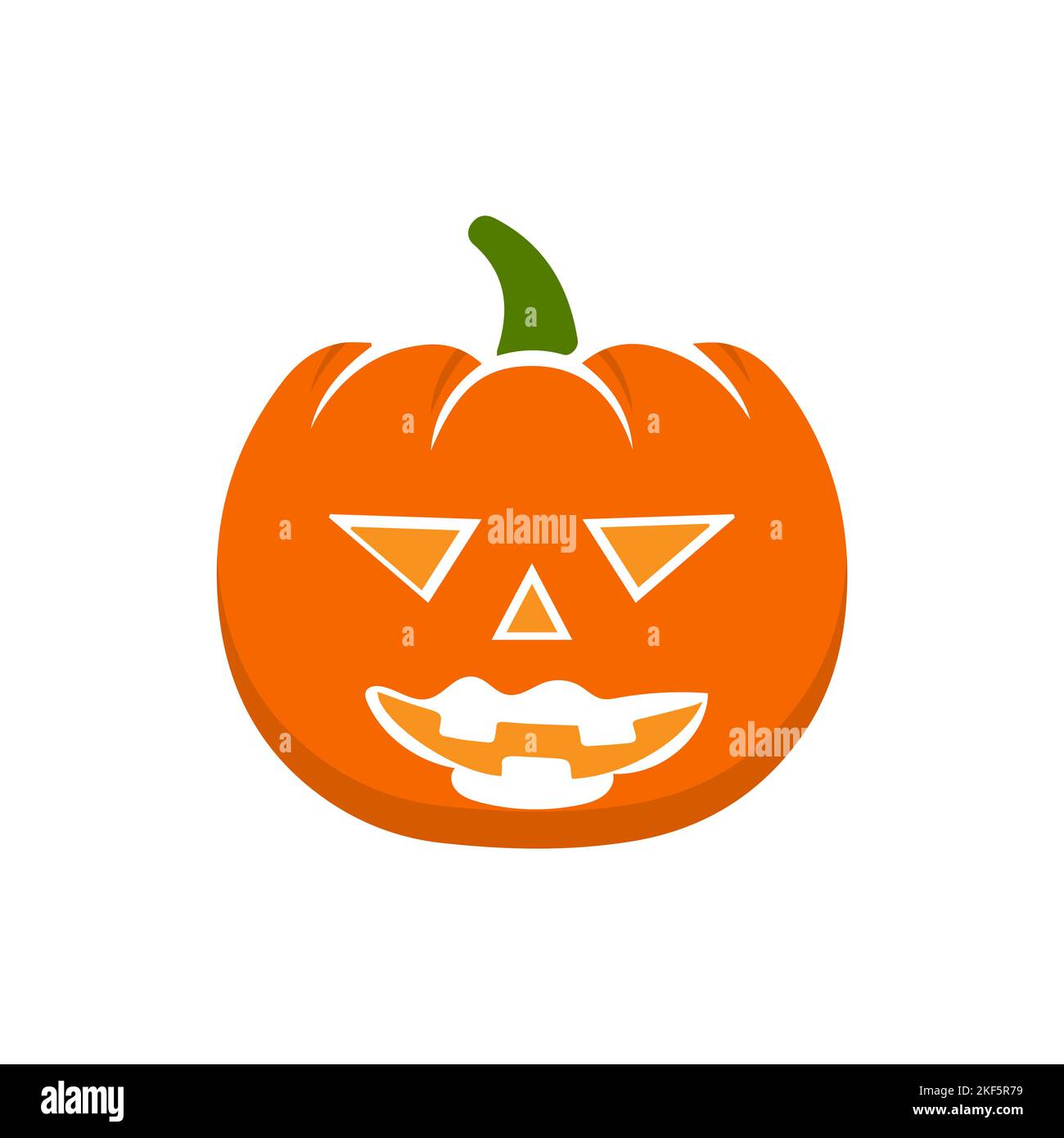 Citrouille sur fond blanc. Le symbole principal de l'heureux Halloween vacances. Citrouille orange avec le sourire pour votre conception pour les fêtes d'Halloween. Illustration de Vecteur