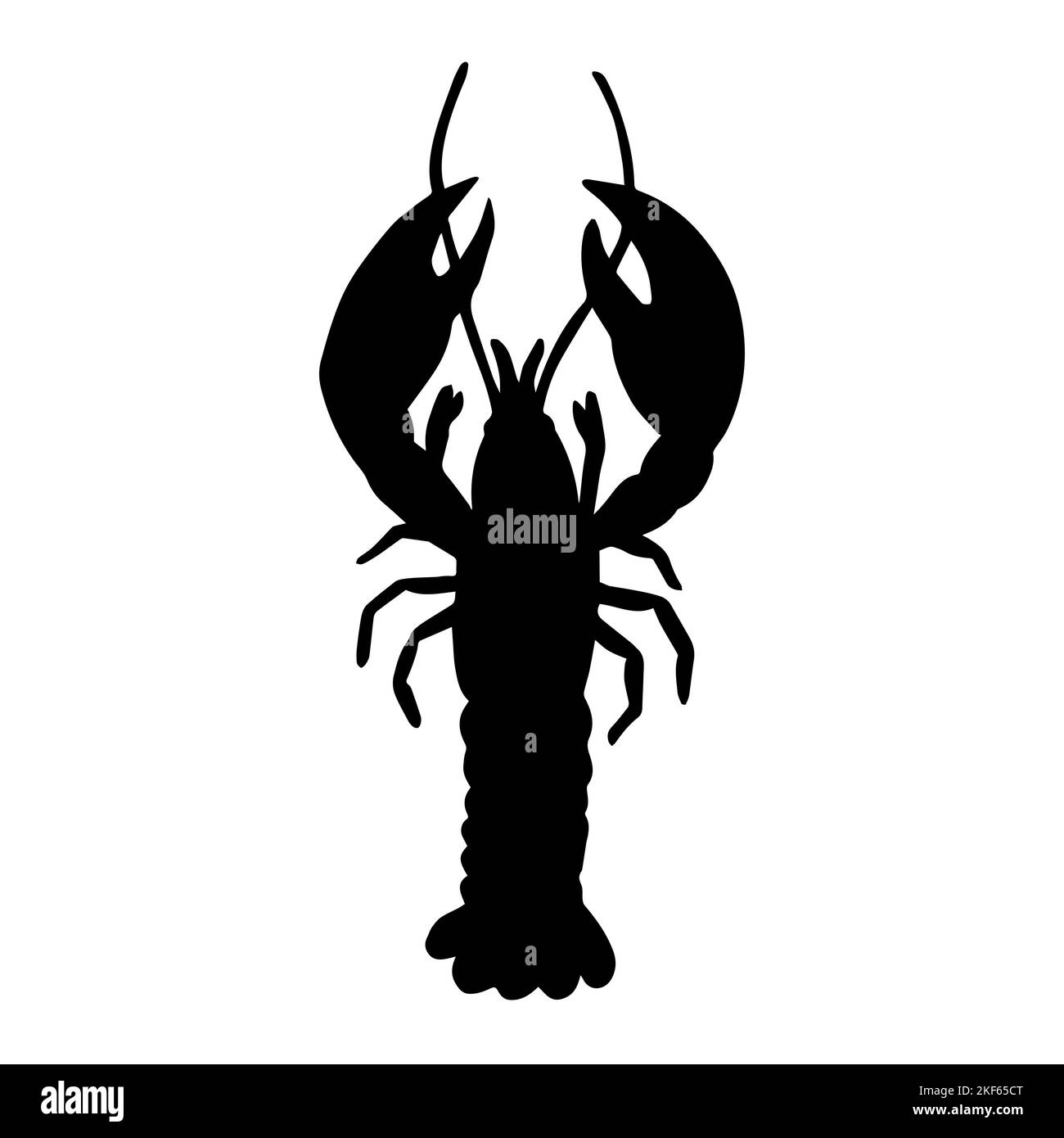 Silhouette de homard vectorielle dessinée à la main Illustration de Vecteur