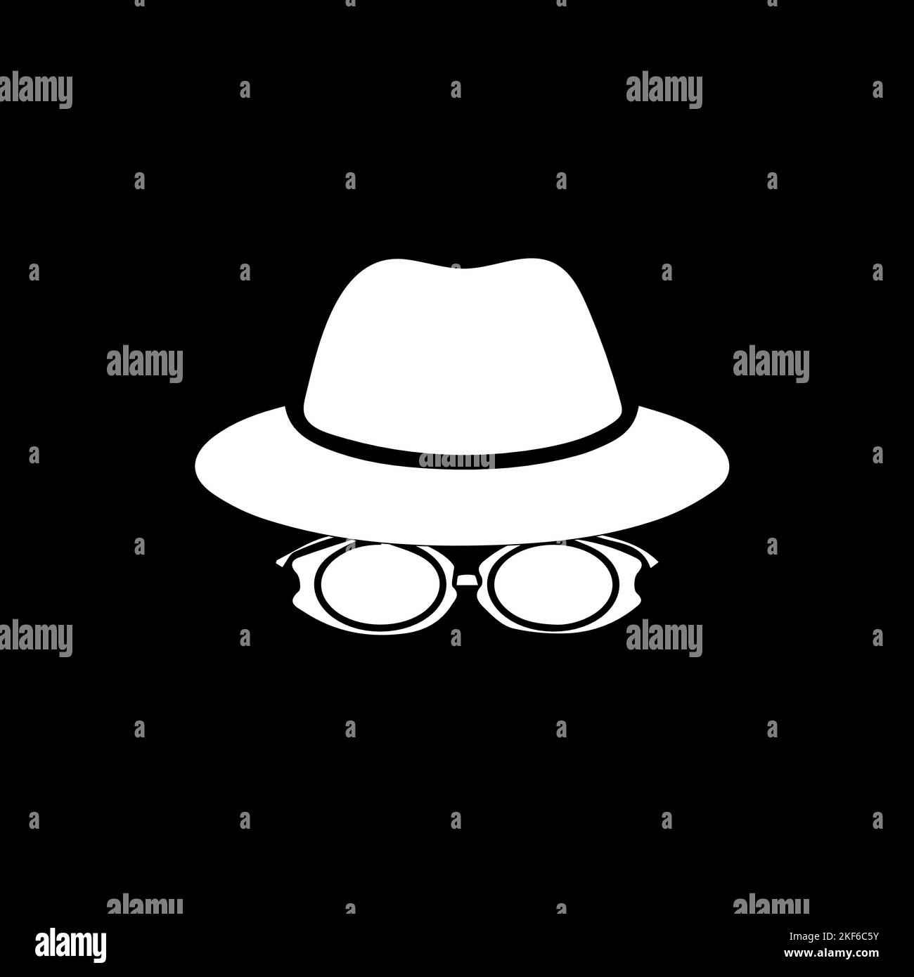 Incognito Icon Homme femme visage avec lunettes Noir et blanc Vector graphique. Ligne d'agent espion et icône de glyphe, sécurité et détective, hacker Illustration de Vecteur
