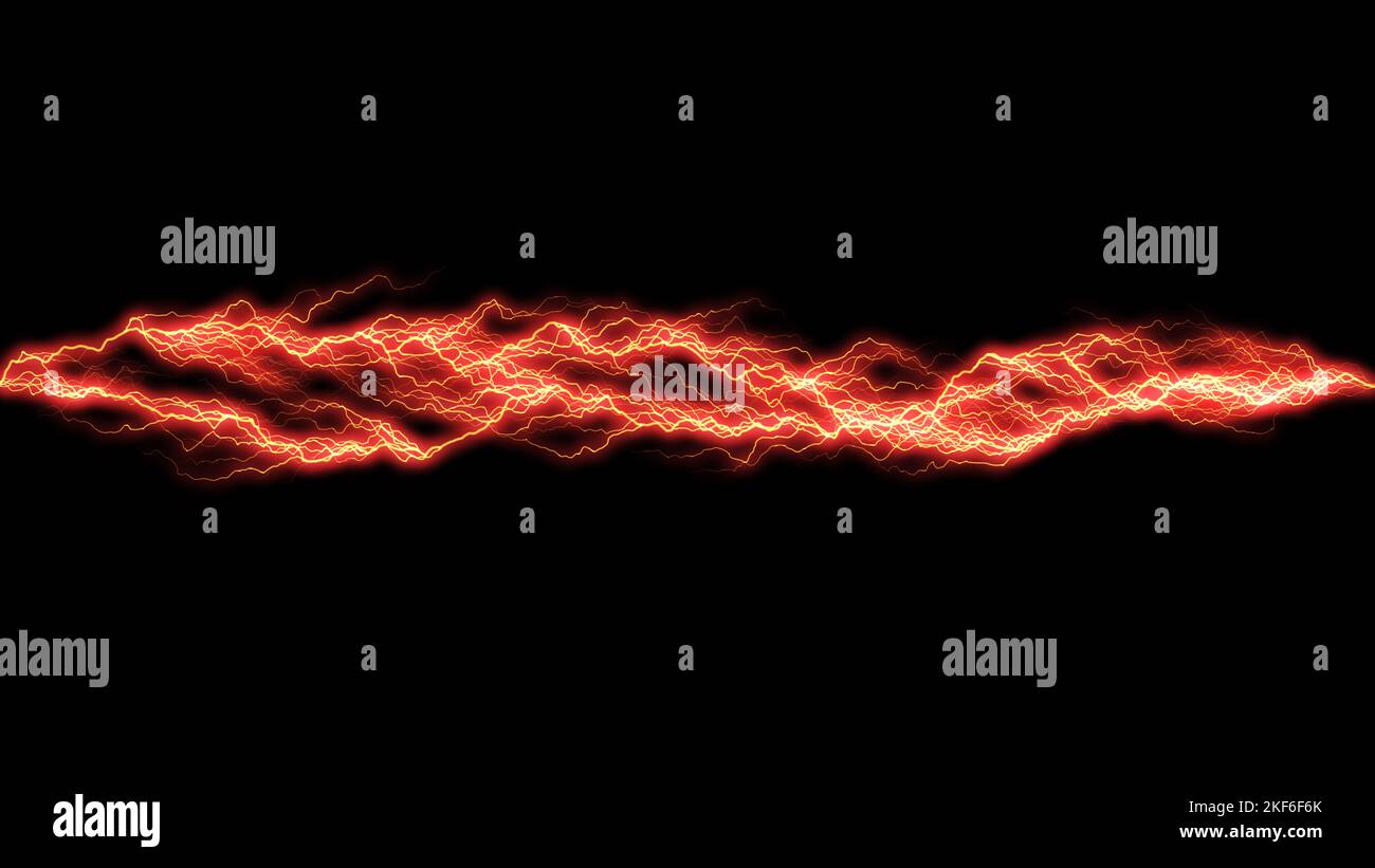 Une bande orange et rouge de foudre orne les ondes d'électricité sur un arrière-plan abstrait créatif avec 3D illustration de rendu pour l'énergie, la fréquence Banque D'Images