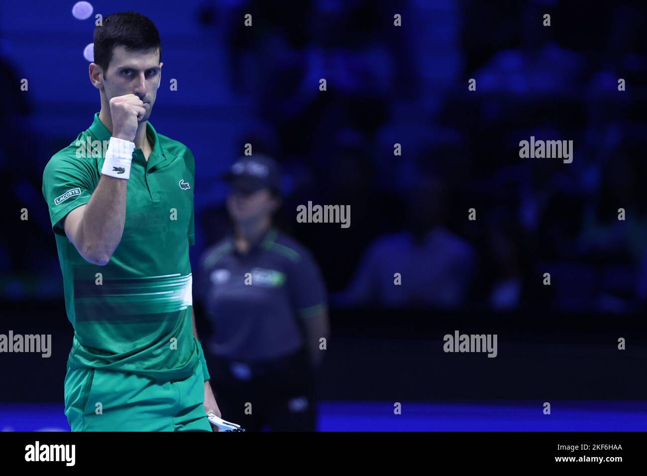 Turin, italie, 16/11/2022, Turin, Italie. 16th novembre 2022. Novak Djokovic de Serbie célèbre lors du match des célibataires du groupe rouge-gorge rond entre Novak Djokovic de Serbie et Andrey Rublev de Russie le quatrième jour des finales du Tour mondial de Nitto ATP à Pala Alpitour sur 16 novembre 2022 à Turin, Italie crédit: Marco Canoniero/Alay Live News Banque D'Images Turin, italie, 16/11/2022, Turin, Italie. 16th novembre 2022. Novak Djokovic de Serbie célèbre lors du match des célibataires du groupe rouge-gorge rond entre Novak Djokovic de Serbie et Andrey Rublev de Russie le quatrième jour des finales du Tour mondial de Nitto ATP à Pala Alpitour sur 16 novembre 2022 à Turin, Italie crédit: Marco Canoniero/Alay Live News Banque D'Images