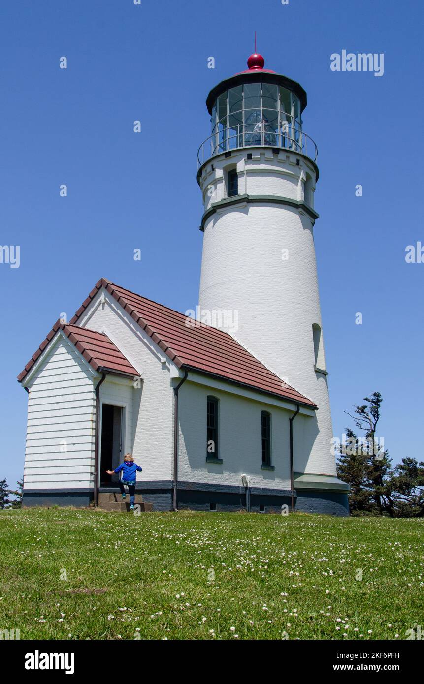 Phare de Cape Blanco dans le sud de l'Oregon Banque D'Images