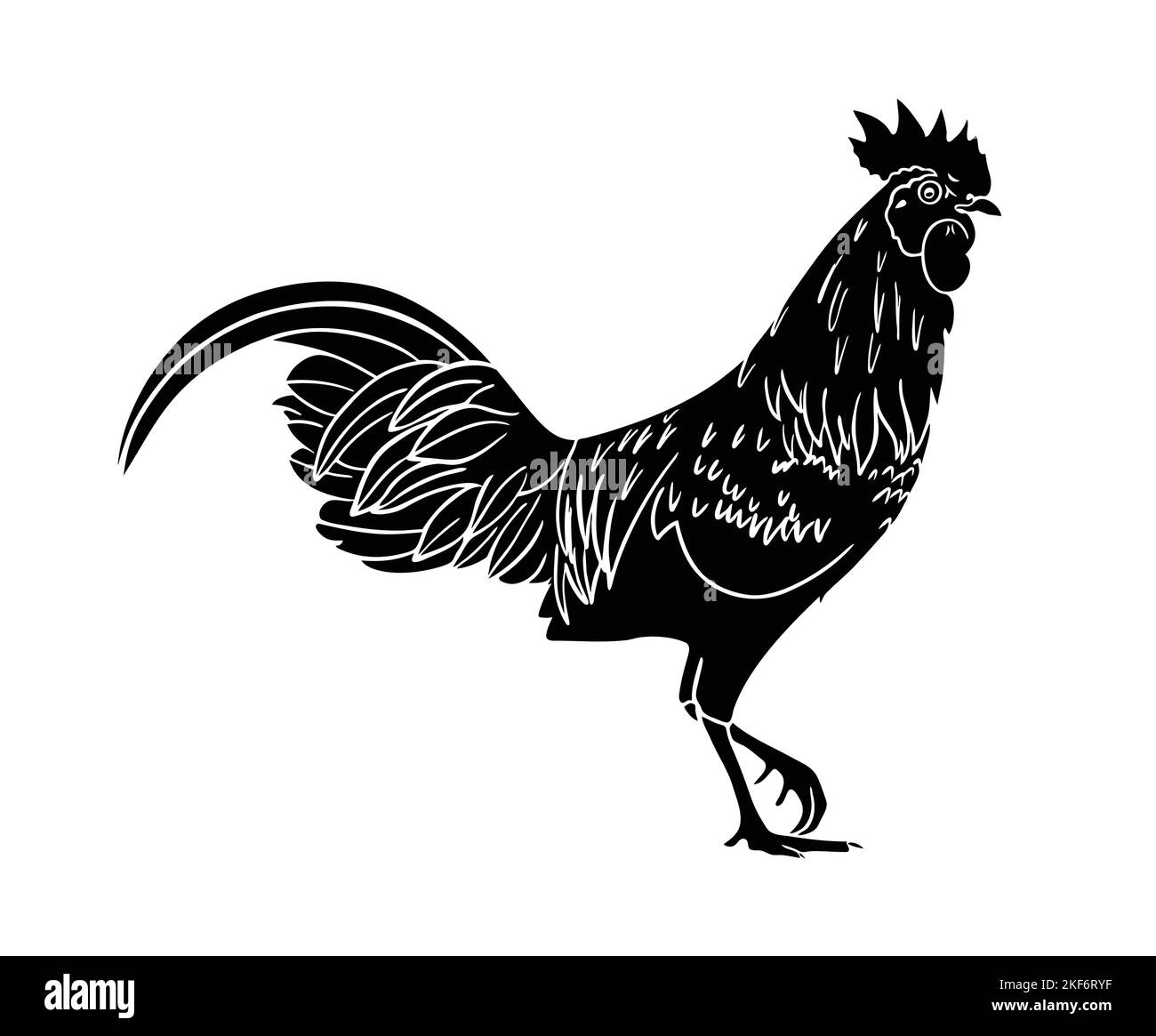 Coq de poulet Silhouette des animaux de ferme Illustration de Vecteur