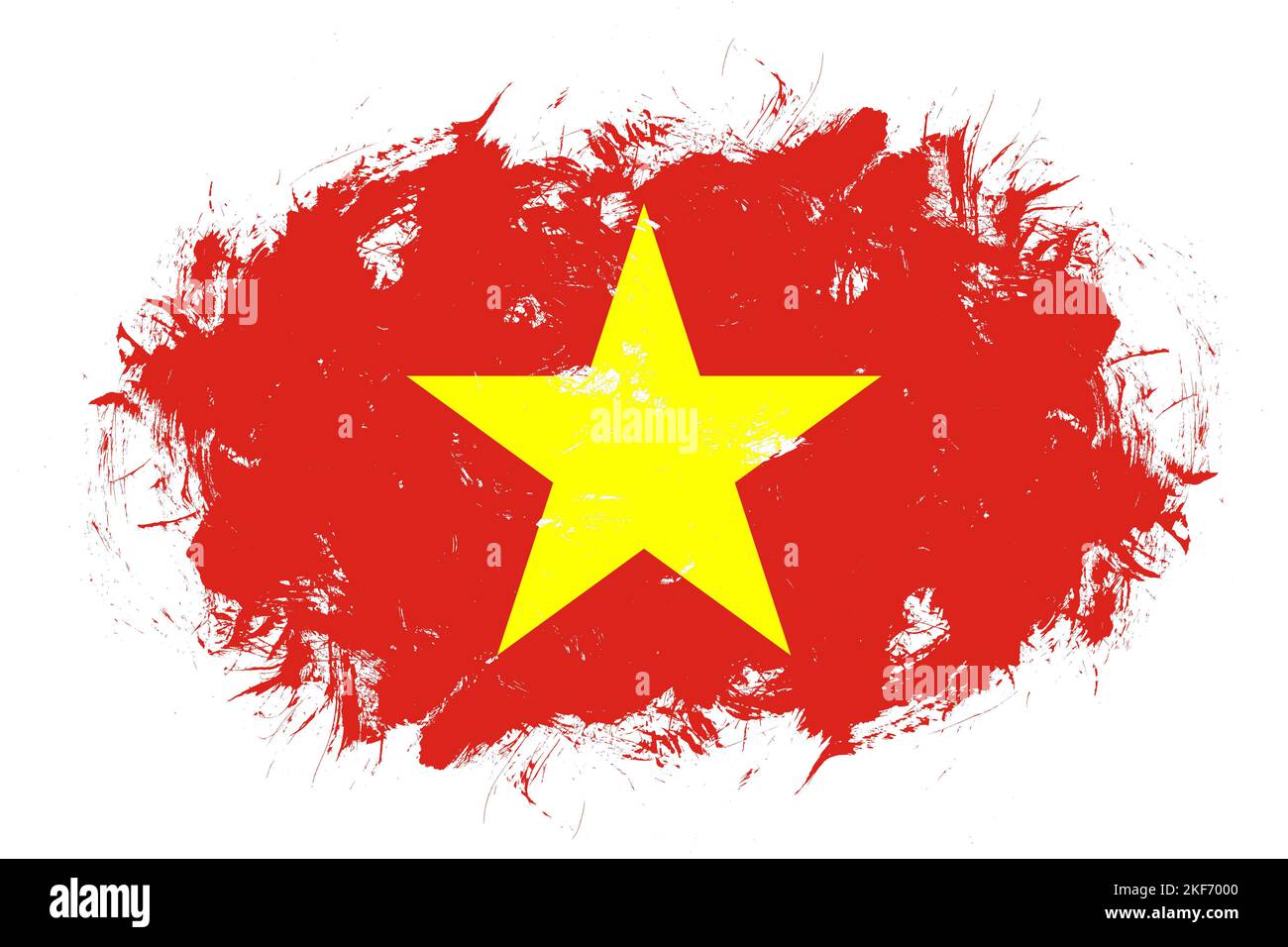 Drapeau du Vietnam sur fond de pinceau de trait abstrait Banque D'Images