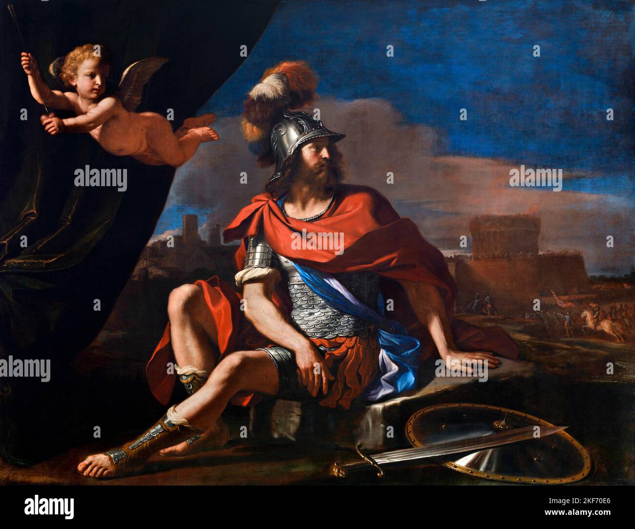 Mars avec Cupidon par il Guercino (Giovanni Francesco Barbieri, 1591-1666), huile sur toile, 1649 Banque D'Images