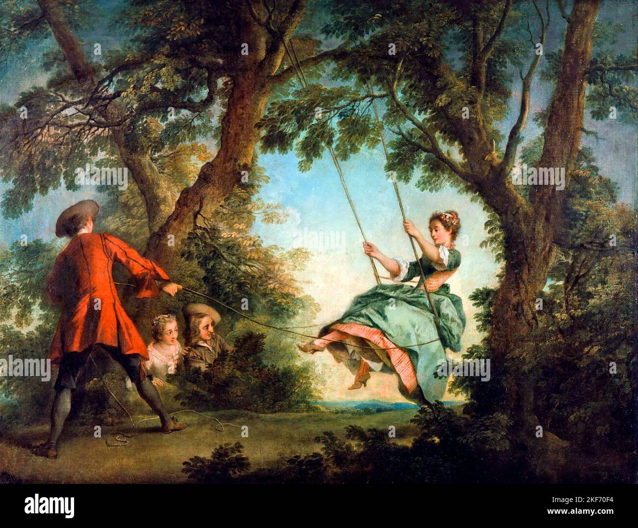 The Swing par l'artiste français Nicolas Lancert (1690-1743), huile sur toile, c. 1730-35 Banque D'Images
