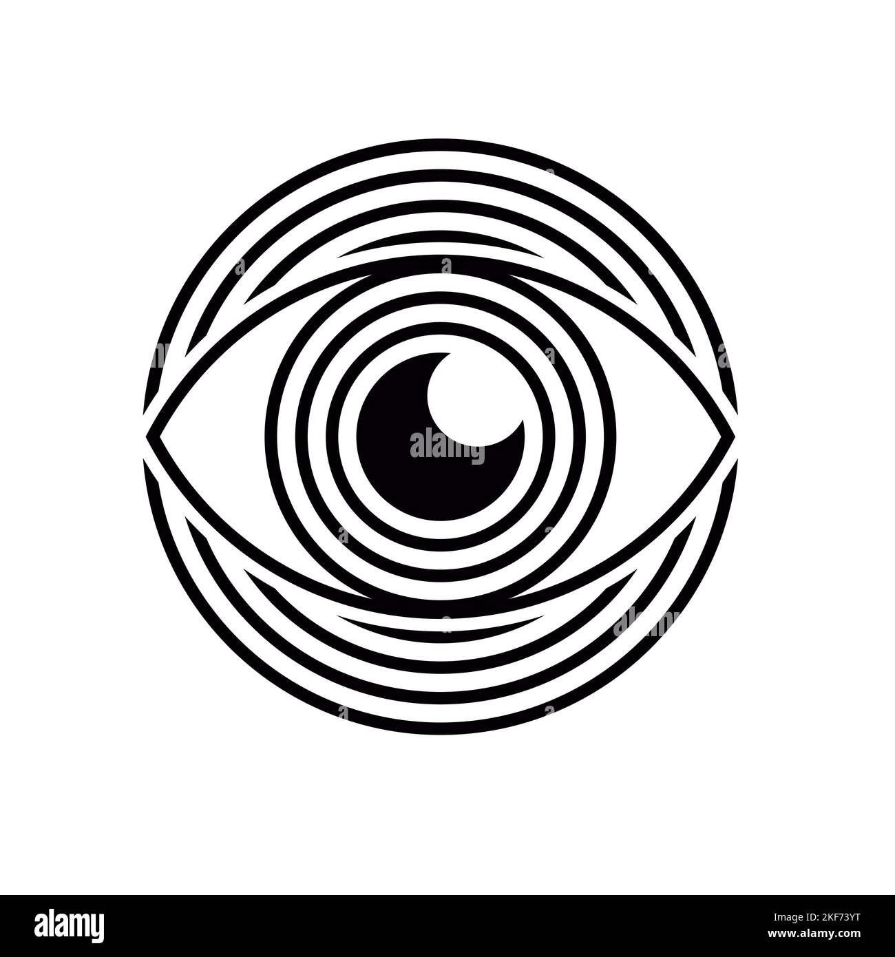 Cercle contour de l'icône de l'œil vecteur. Illustration dans un style de ligne géométrique minimal. Symbole des yeux ouverts concept de supervision, recherche de signes, art visuel, ma Illustration de Vecteur