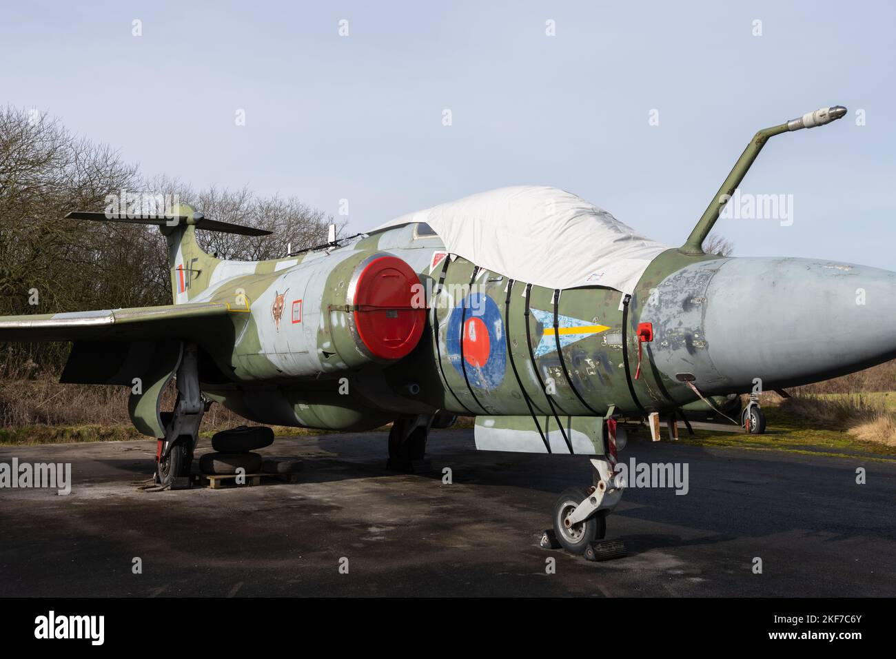 York.Yorkshire.Royaume-Uni.16 février 2022.Un avion de chasse Gloster Javelin est exposé au Yorkshire Air Museum Banque D'Images
