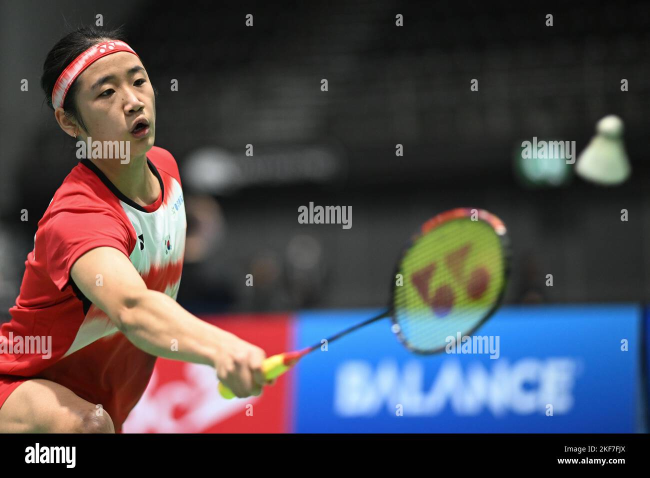 Sydney, Australie. 16th novembre 2022. Un se Young de Corée est vu en action pendant le groupe SAThio 2022 le match unique des femmes de Badminton Open d'Australie contre Sung Shuo Yun de Taipei chinois. An a remporté le match 21-14, 21-13. (Photo par Luis Veniegra/SOPA Images/Sipa USA) crédit: SIPA USA/Alay Live News Banque D'Images