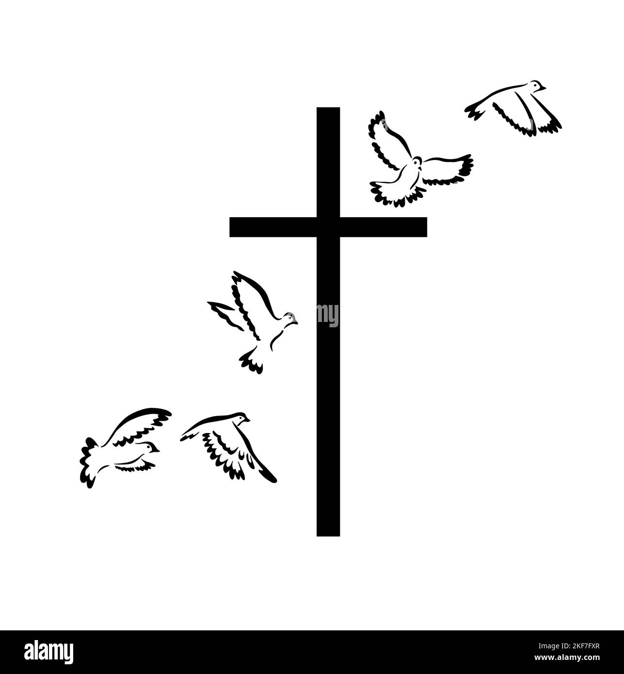 Colombe volant avec un symbole de religion. Croix. Colombe de la paix. Pas de guerre. Liberté à l'Ukraine . Illustration vectorielle. Illustration de Vecteur