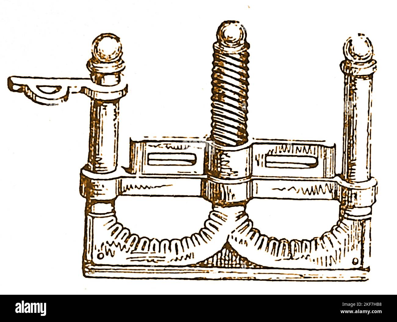 Crime & châtiment - Une forme écossaise de torture de Thunbkins (Thumb-screw) de l'époque du roi Charles I. utilisé dans toute l'Europe plus tôt, ils ont prouvé l'un des dispositifs de torture les plus efficaces dans l'histoire. Banque D'Images