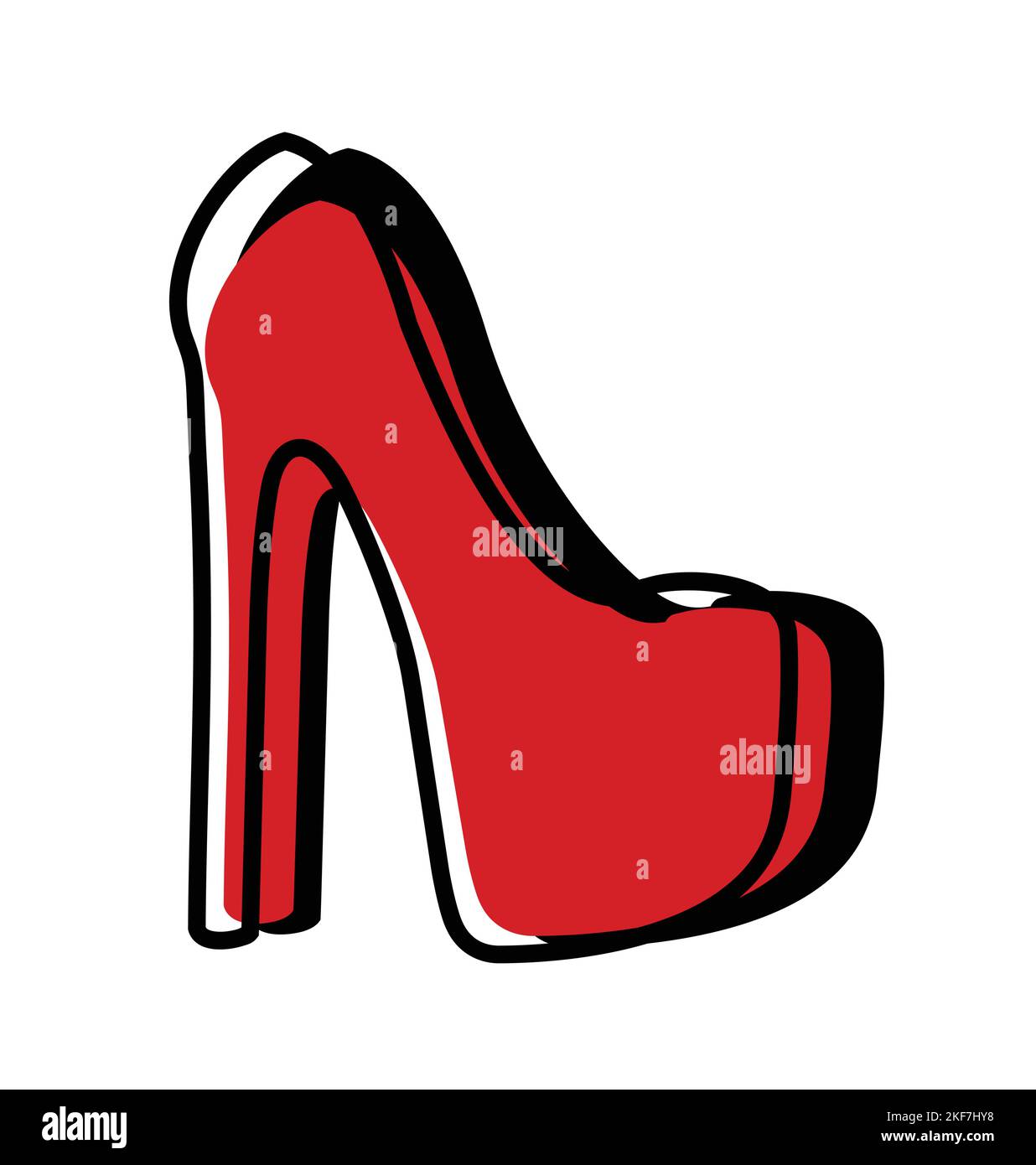 Hautes chaussures de talon rouge, icône de style plat Illustration de Vecteur