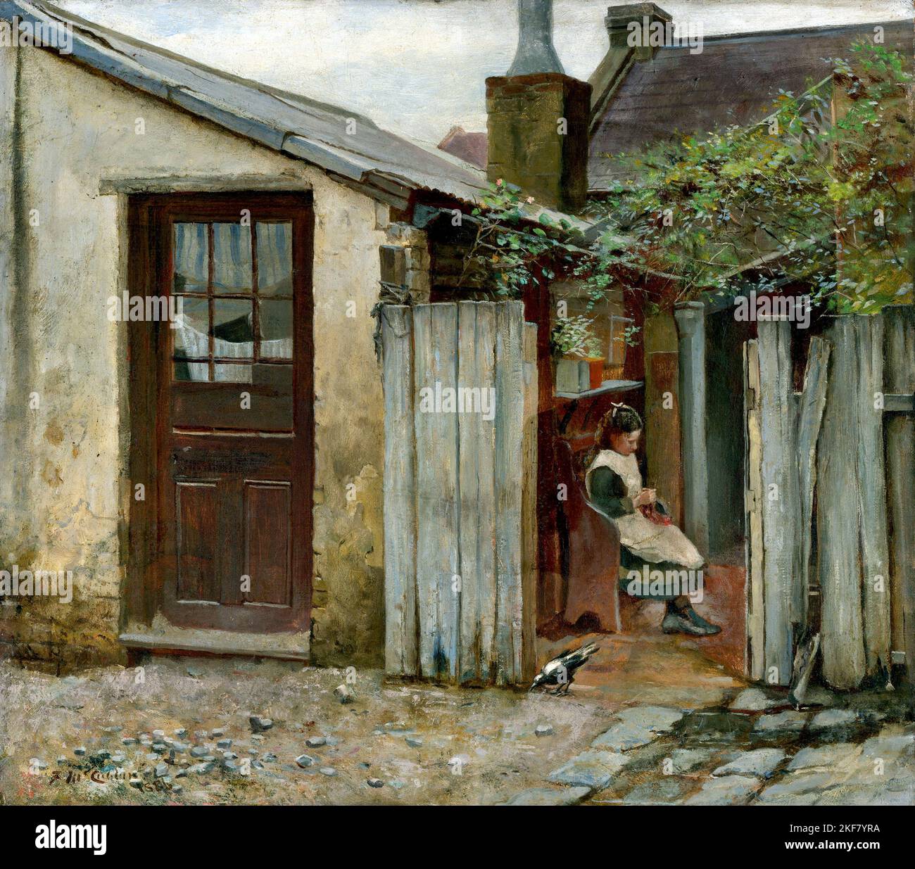 Frederick McCubbin; Girl with Bird at the King Street Bakery; 1886; Oil on Canvas; National Gallery of Australia, Canberra, Australie. Banque D'Images