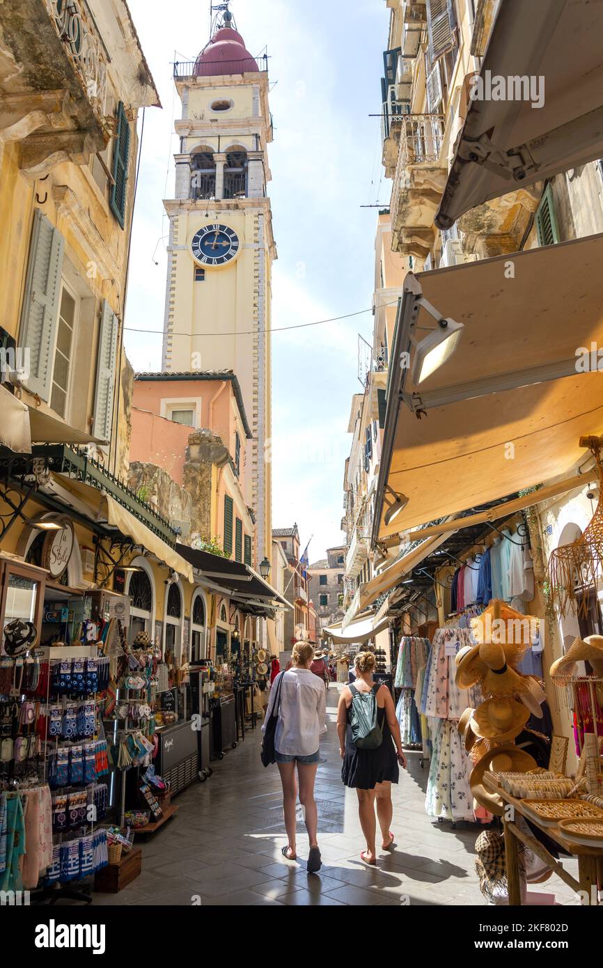 Tour de cloche de l'église Agios Spyridonas, Ayiou Spiridonas, la vieille ville de Corfou, Corfou (Kerkyra), Iles Ioniennes, Grèce Banque D'Images