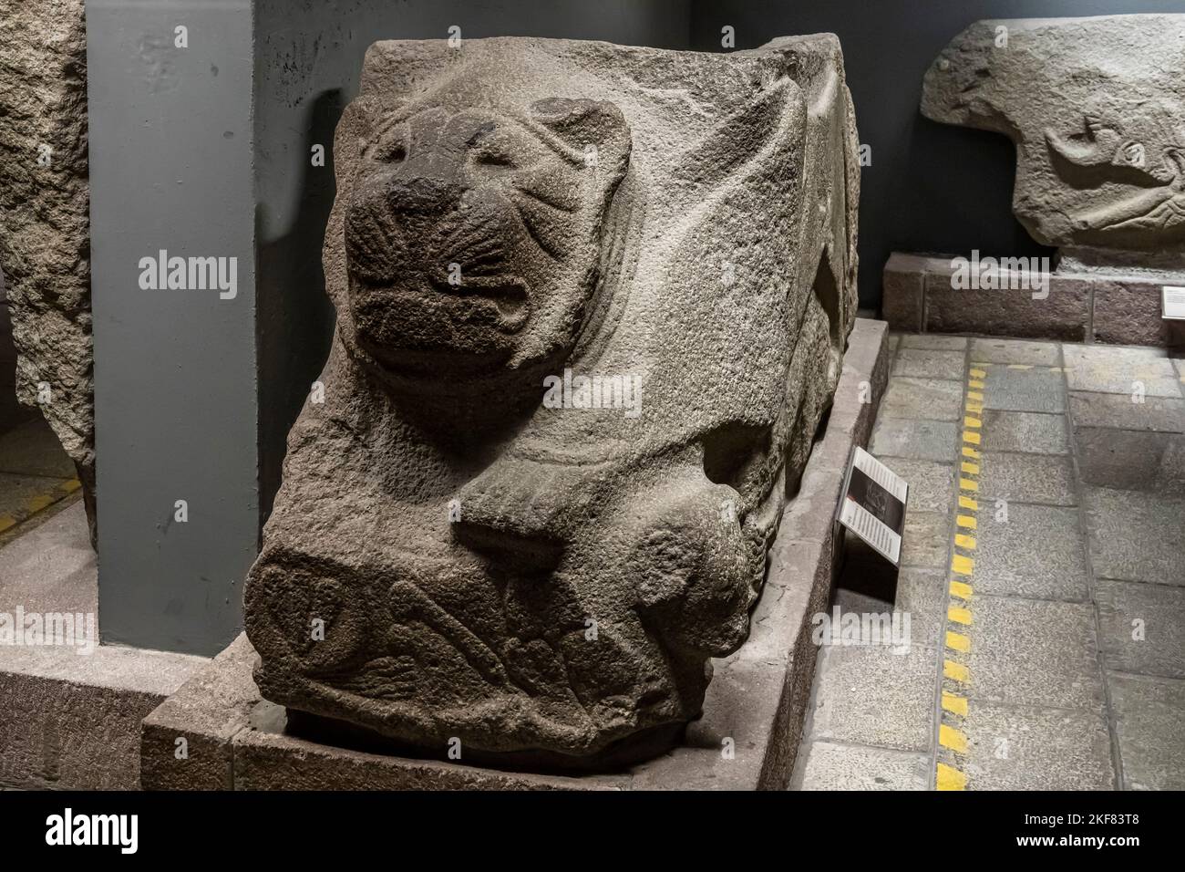Statue du lion, pierre angulaire à la porte du Sphinx, Alacahoyuk, 1399-1301 av. J.-C., Musée des civilisations anatoliennes, Ankara, Turquie, Anatolie, Asie mineure, Asie Banque D'Images