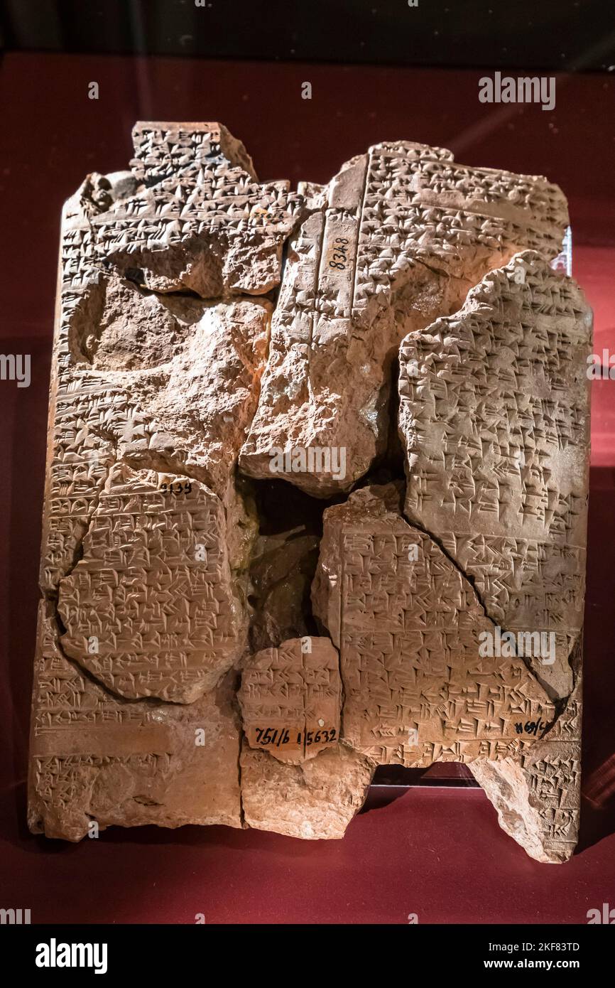 Bogazukoy cuneiform Clay, Musée des civilisations anatoliennes, Ankara, Turquie, Anatolie, Asie mineure, Asie Banque D'Images