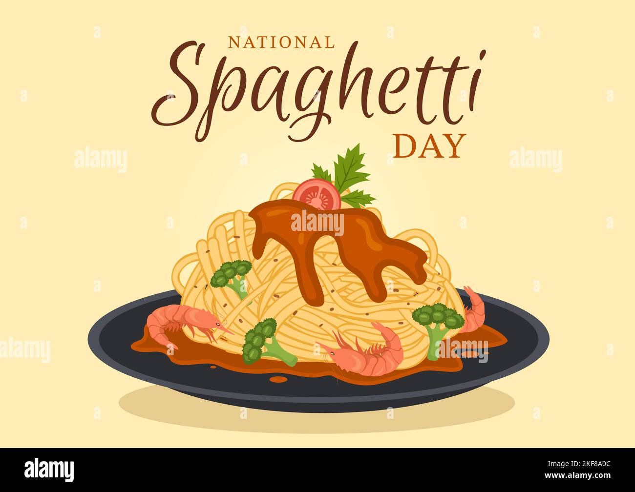 Journée nationale des spaghettis le 4th janvier avec une assiette de