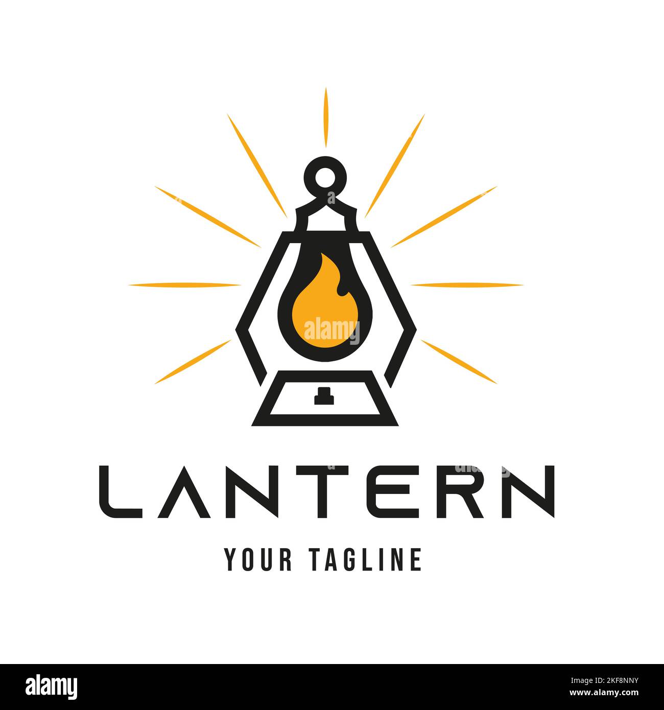 Classic Gas Flame Lantern Restaurant Vintage logo design, lampe de rue, poteau de lanterne, rayon lumineux, symbole Illustration de Vecteur