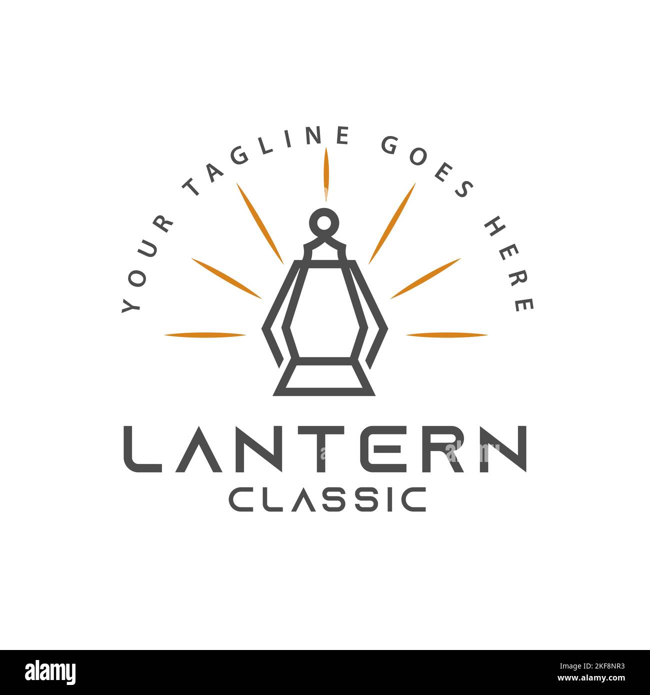 Classic Gas Flame Lantern Restaurant Vintage logo Design, lampe de rue, poteau de lanterne, faisceau lumineux, symbole, vecteur simple Illustration de Vecteur